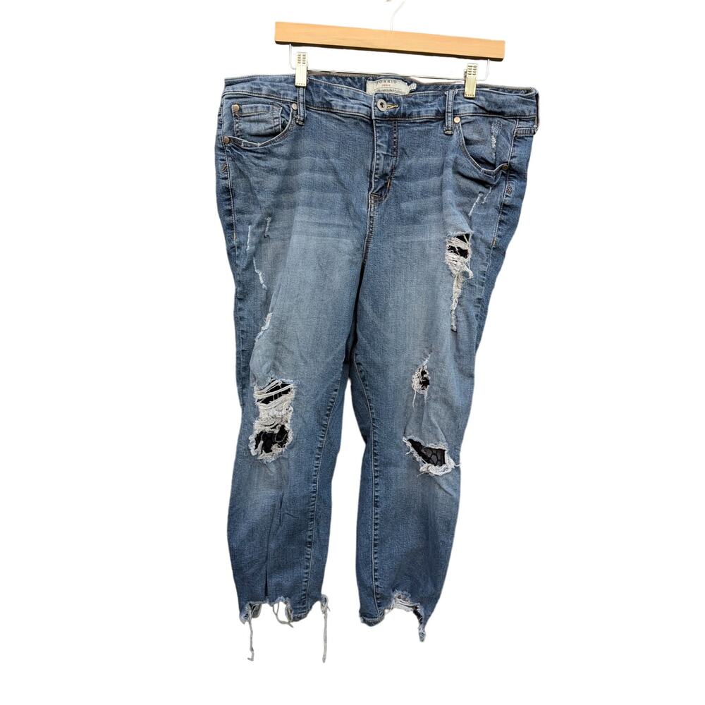 Torrid Women Plus Size Jeans 20 Distressed Raw Hem Western Grunge Ripped Cropped